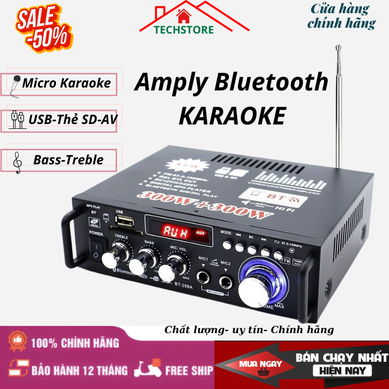Amly karaoke Bluetooth, Amly Karaoke gia đình, Amply mini KAW nghe nhạc, amly hát karaoke kết nối bluetooth Âm ly mini giá rẻ, Bảo hành chính hãng 12 tháng