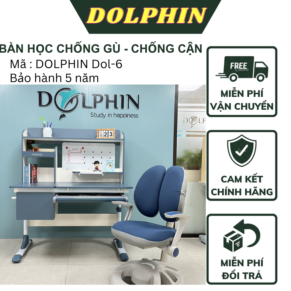 Bàn học thông minh chống gù dolphin dol-6 dol-4, bàn học cho bé chống cận chính hãng