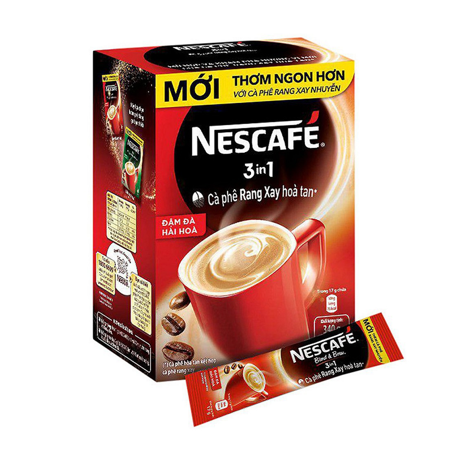 Cà phê sữa hòa tan Nestcafe 3 in 1, Cà phê rang xay hòa tan hộp 20 gói Đỏ