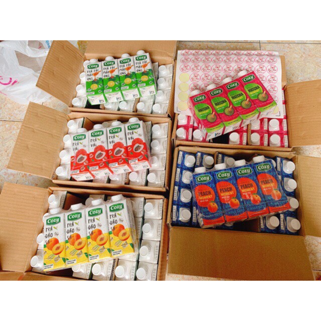 Trà Cozy Lốc 4 Hộp - Trà Đào Sả, Trà Tắc Mật Ong, Trà Vải Date 2022