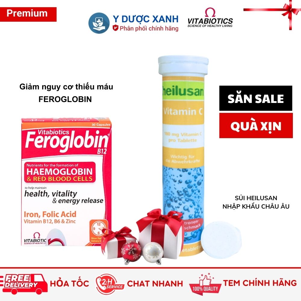 Vitabiotics feroglobin b12, 30 viên, viên uống bổ máu cho người lớn - y dược xanh
