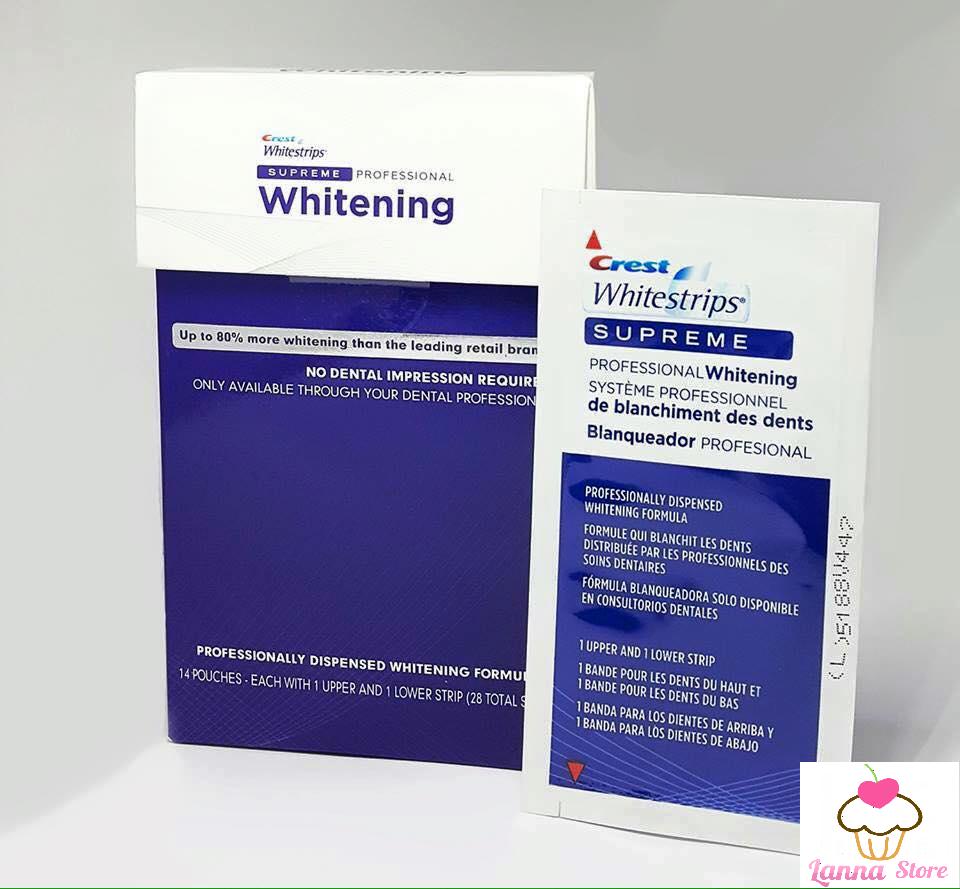 Miếng dán trắng răng Crest 3D White loại Supreme Professional- Mỹ