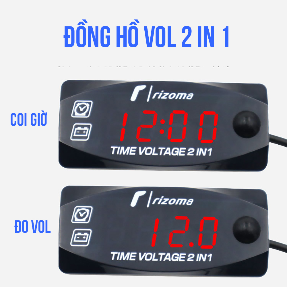 Đồng hồ LED đa năng, đo vôn, thời gian xe máy, ô tô DC 12v