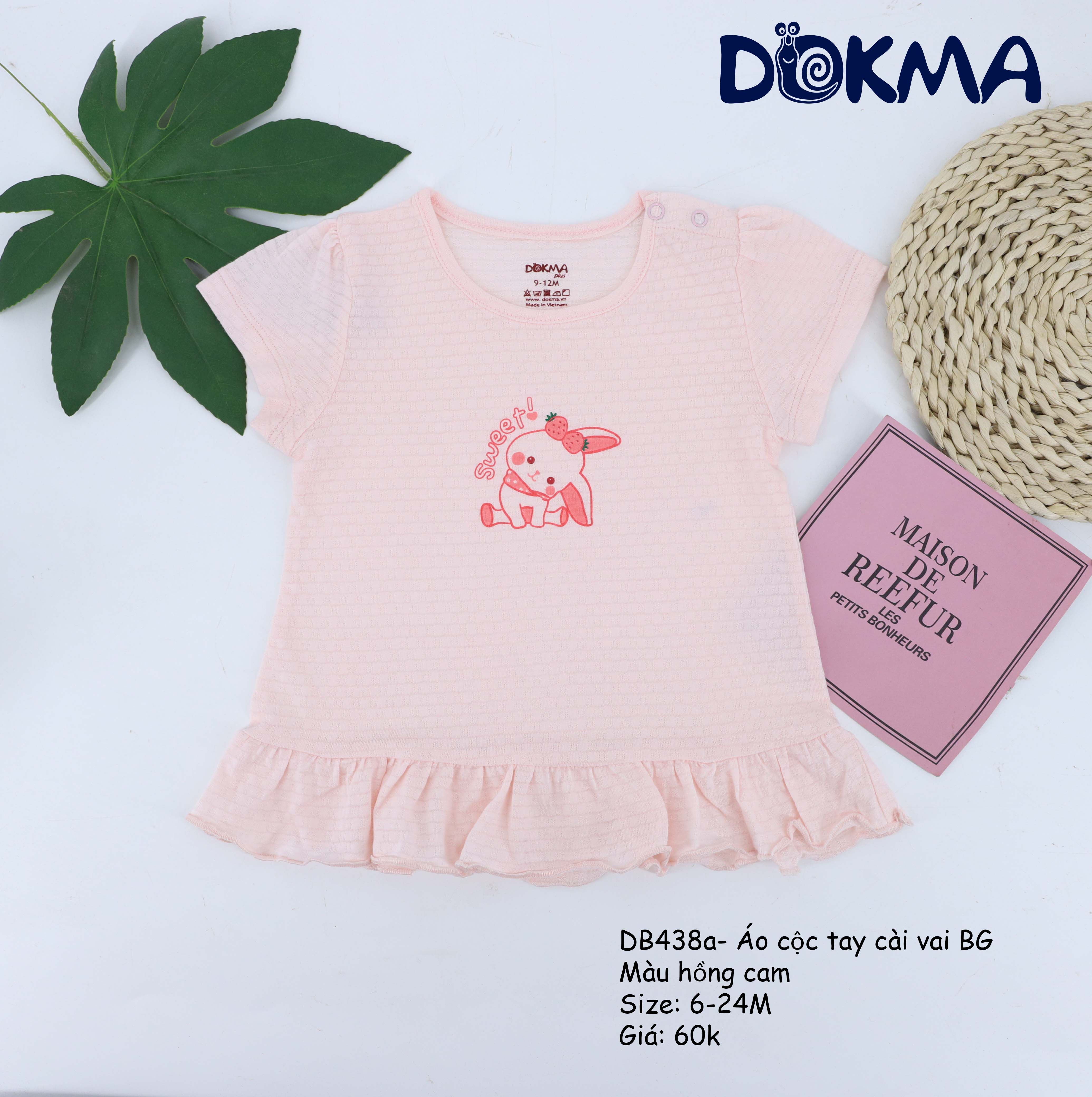 DB438A Áo cài vai bé gái Dokma (6-24M) dành cho các bé nặng từ 5kg đến 12kg