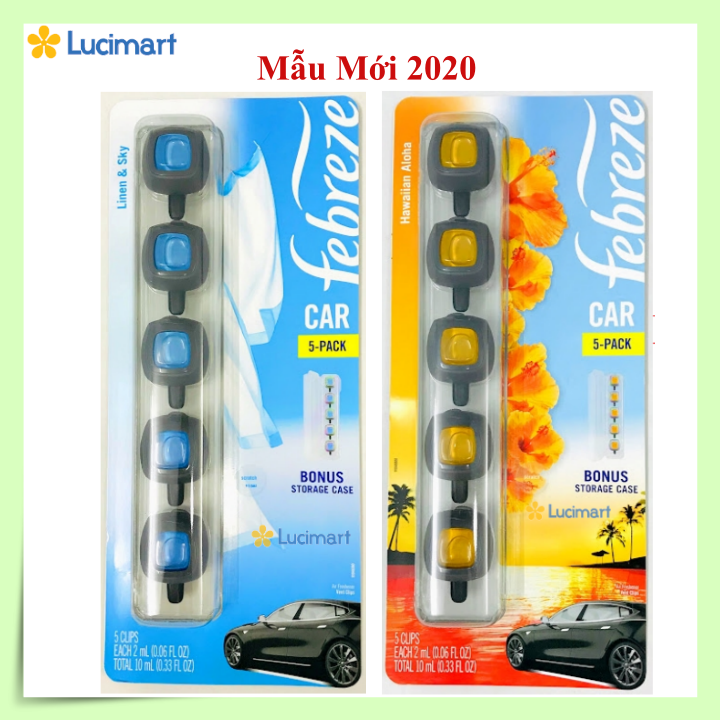 [HCM]Combo 2 vỉ (vỉ 5 lọ) nước hoa ô tô nước hoa xe hơi từ USA Febreze Air Freshener Car Vent Clips