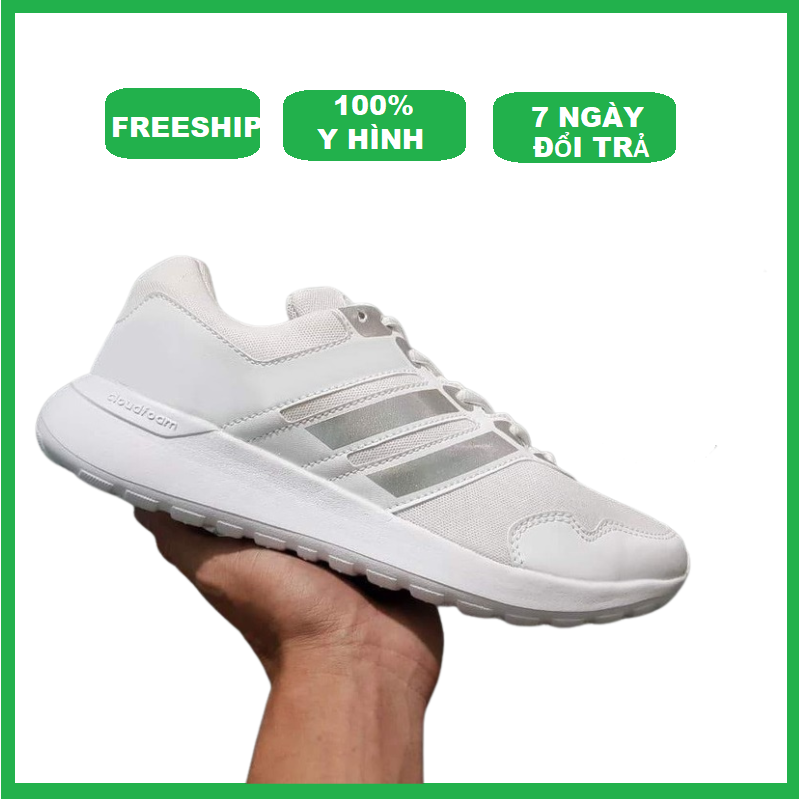 Giày thể thao nam nữ sneaker trắng sọc bạc