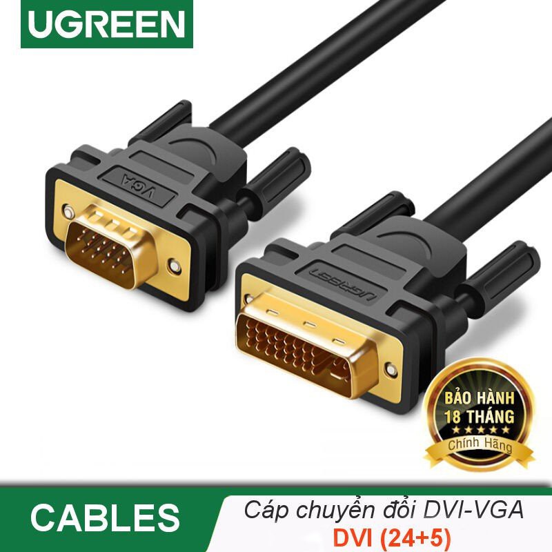 Cáp chuyển đổi dvi 24+5 sang vga dài 1,5m ugreen 11617 chính hãng