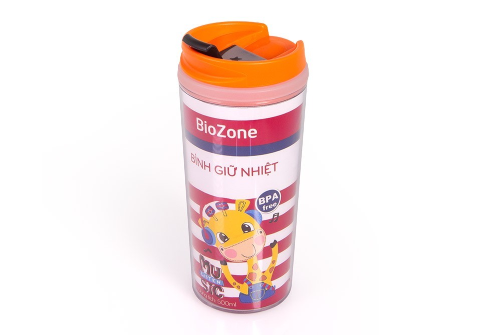 Bình giữ nhiệt biozone 500ml nắp màu cam