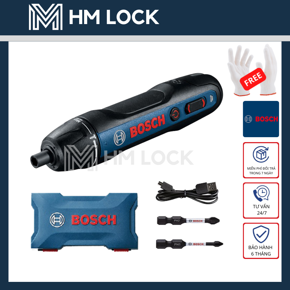 MÁY VẶN VÍT DÙNG PIN 3.6V BOSCH GO GEN 2 KÈM 2 MŨI VÍT - HÀNG CHÍNH HÃNG - HM LOCK
