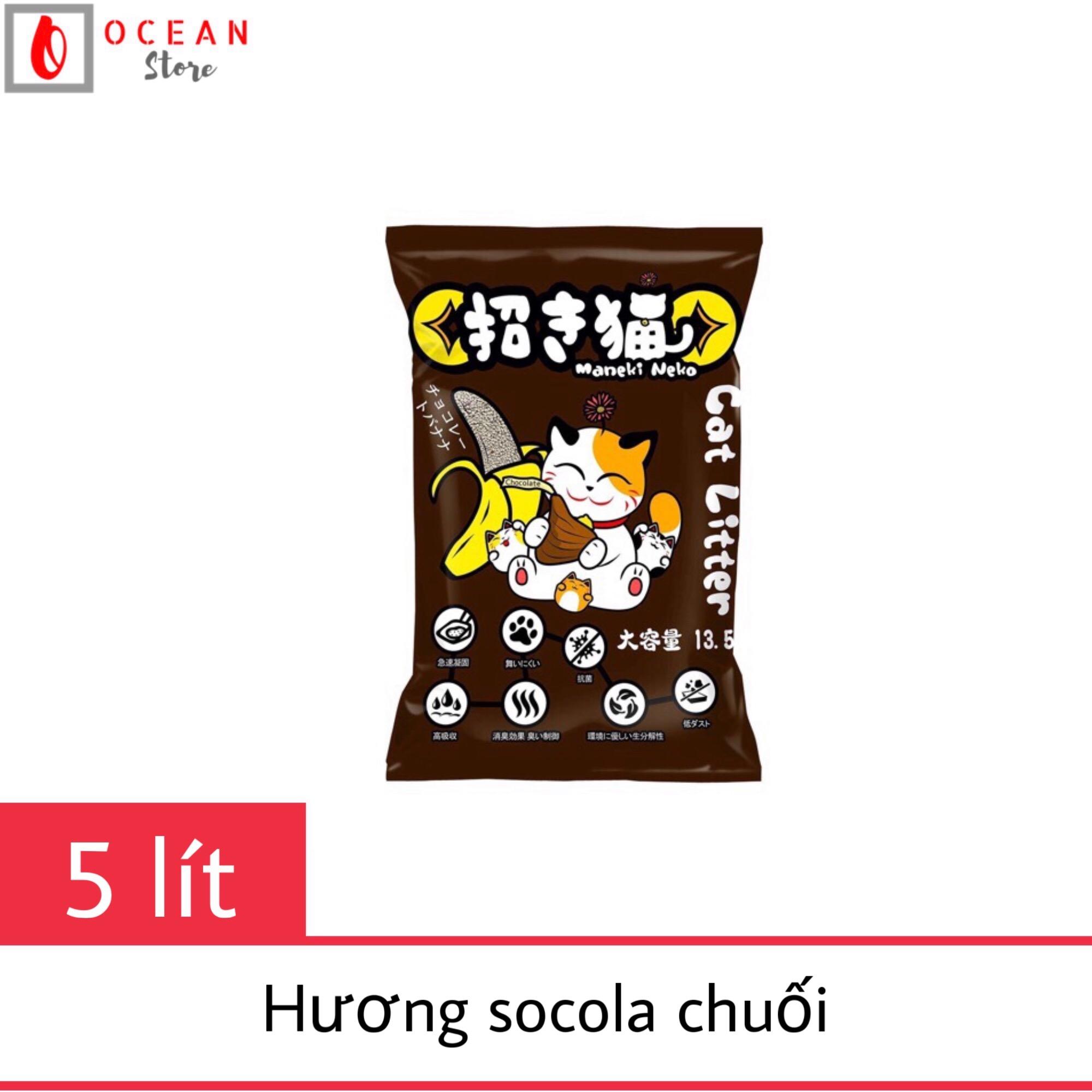 Cát đất sét vệ sinh cho mèo - Cát sệ sinh Litter túi 5 lít (Hương Socola Chuối)