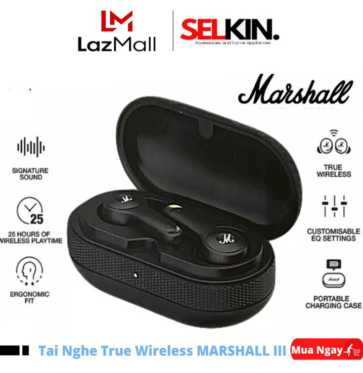 Tai Nghe Nhét tai Marshall Mode 3, Âm bass mạnh mẽ, Chống ồn ANC