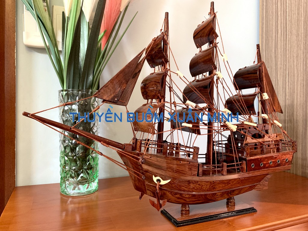 Thuyền buồm gỗ mô hình tàu đánh cá thái lan | gỗ cẩm lai | dài 52cm