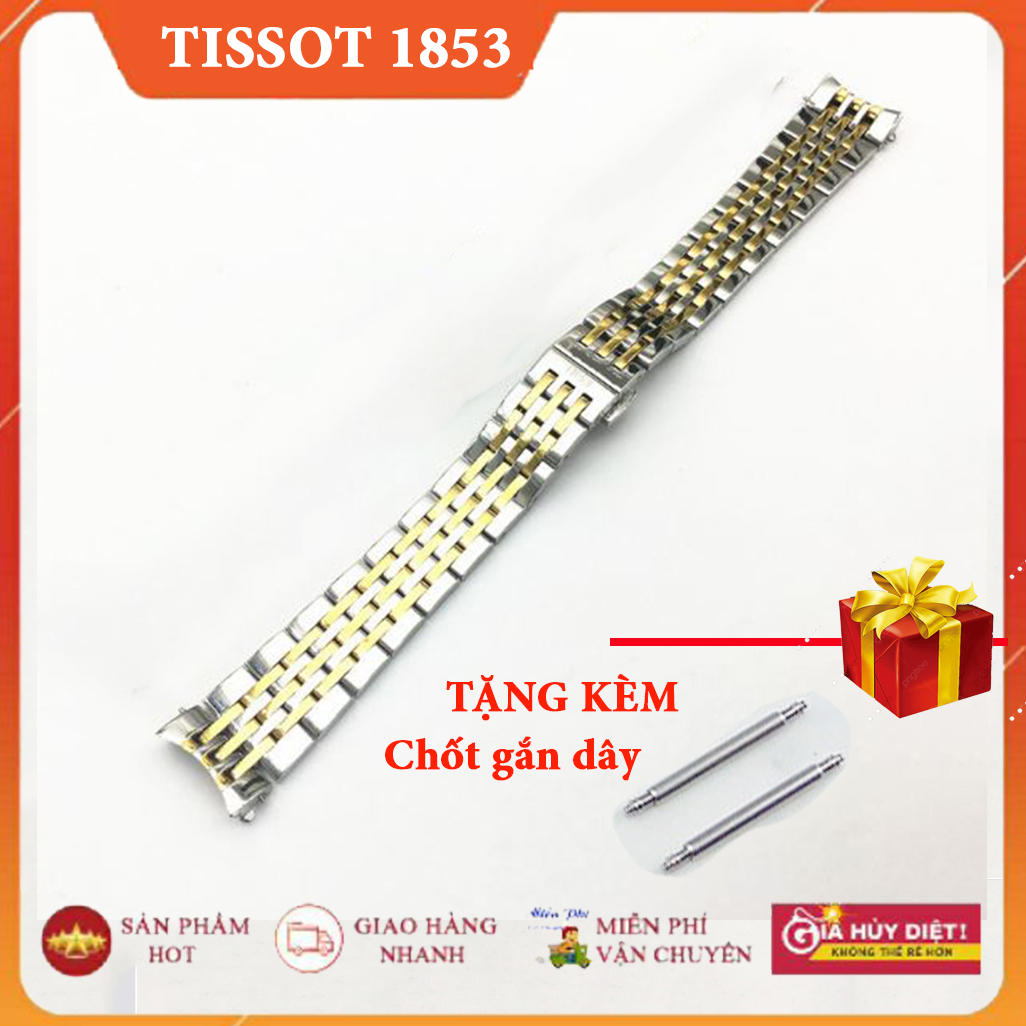 Dây đồng hồ kim loại mắt đúc tissot 1853 size 19mm màu demi