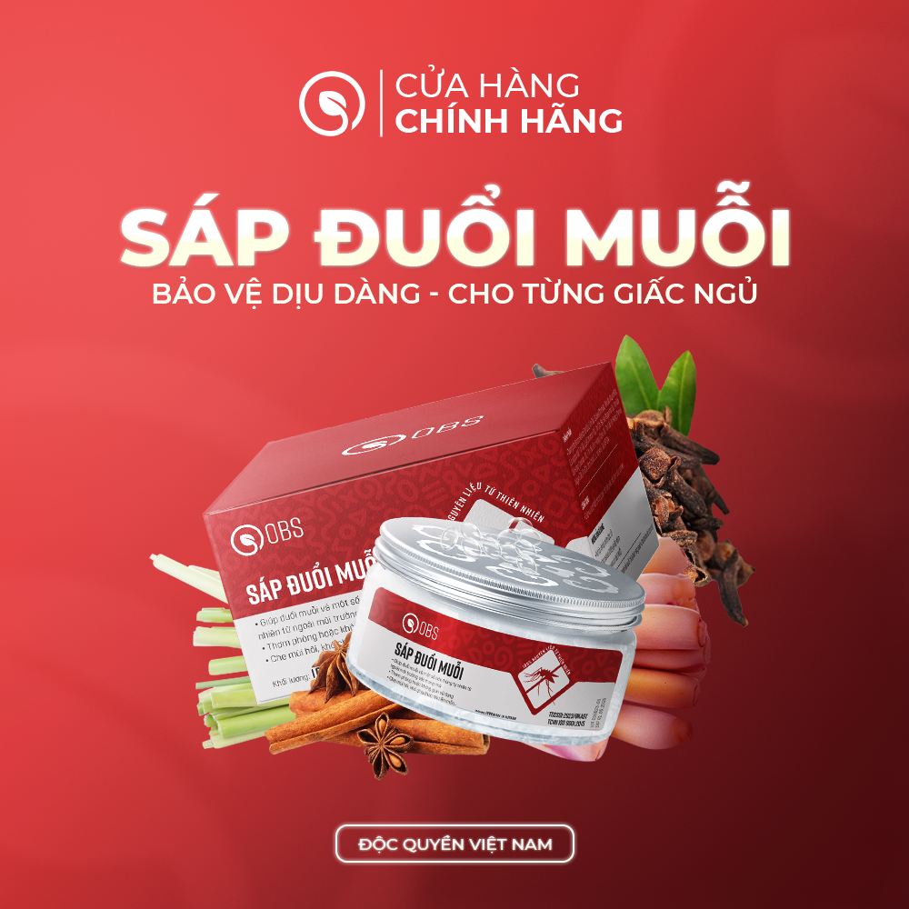 Sáp đuổi muỗi obs, ngăn chặn muỗi, mùi hương sả java dịu nhàng và làm thơm phòng