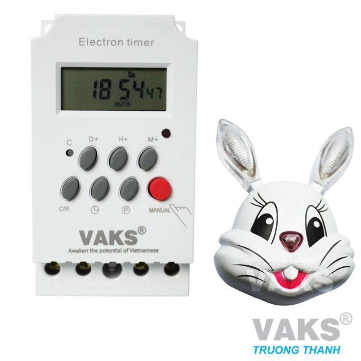 Công tắc hẹn giờ 17 chương trình VAKS KG316T-II + tặng 01 đèn ngủ cảm ứng mặt thỏ