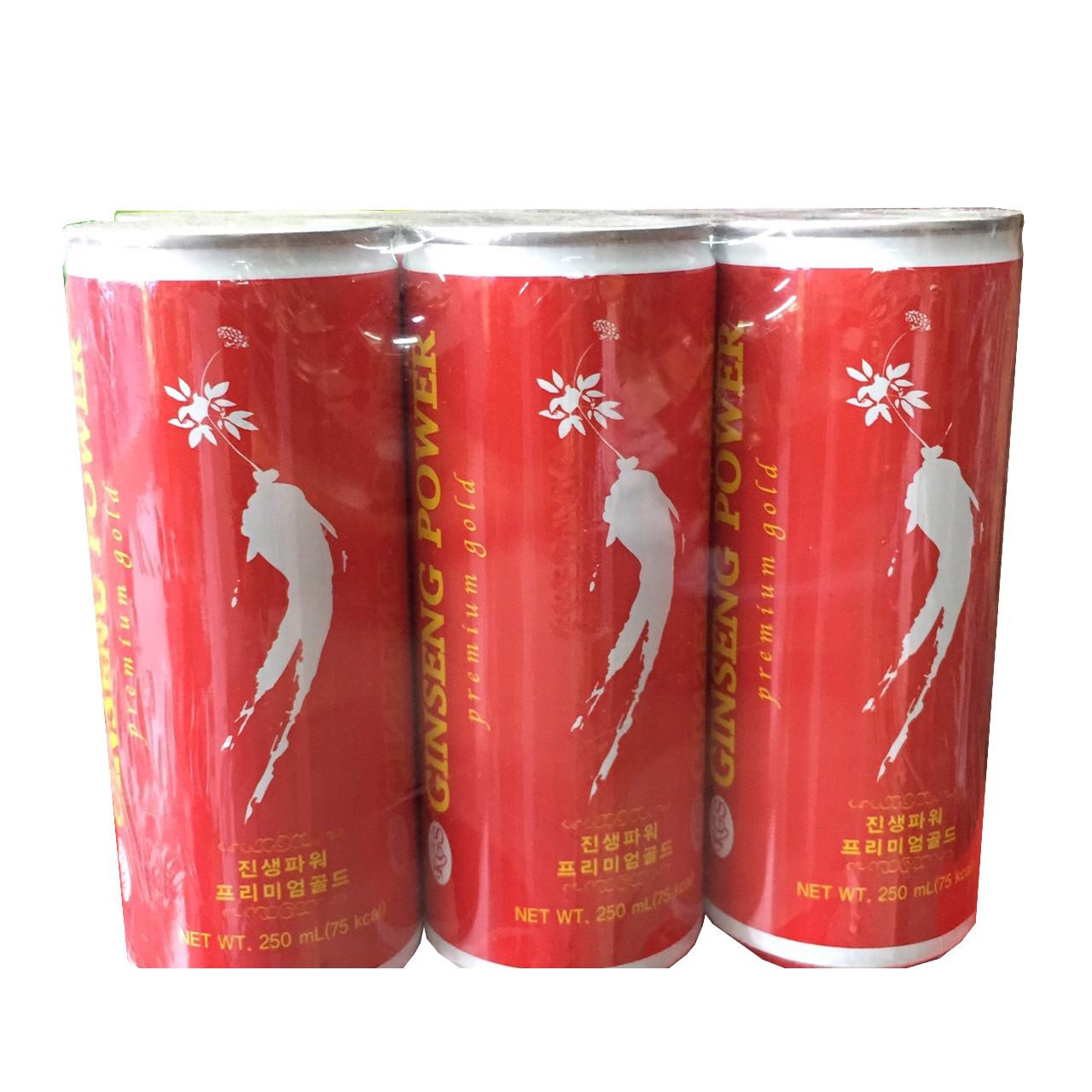 Lốc 6 lon nước tăng lực hồng sâm-Ginseng Power Premium Gold KGS Hàn Quốc 250ml, Nước hồng sâm, nước hồng sâm 6 năm tuổi, nước nhân sâm đỏ Hàn Quốc, nước tăng lực hồng sâm Hàn Quốc, nước nhân sâm, nước hồng sâm phục hồi sức khỏe, PP Sâm Yến Thái An