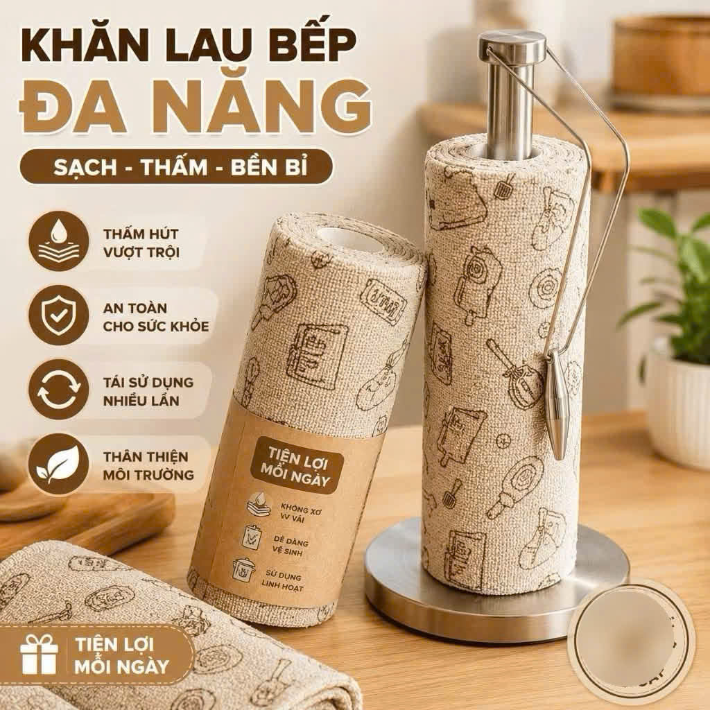 CUỘN KHĂN LAU ĐA NĂNG TÁI SỬ DỤNG NHIỀU LẦN MẪU HỌA TIẾT SANG ĐẸP