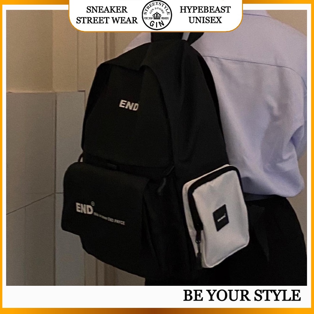 Balo local brand unisex thời trang đi học, du lịch, balo hình hộp end ss1 - gin store 03
