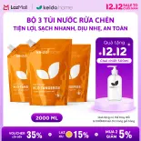 Bộ 3 Túi Nước Rửa Chén Keido.home Thiên Nhiên 2L – Tiện Lợi, Sạch Nhanh, Dịu Nhẹ, An Toàn Cho Da Tay