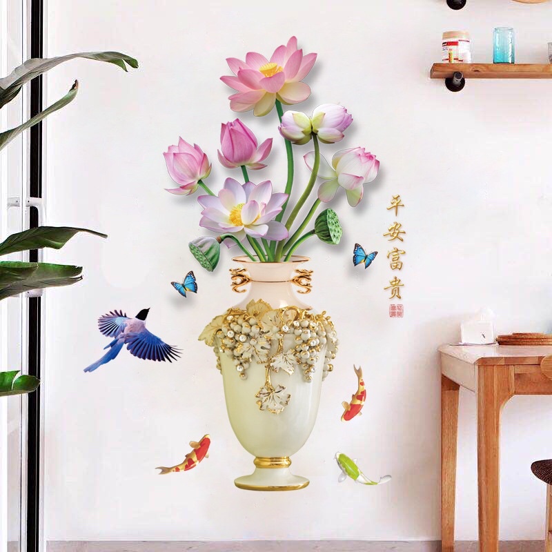 Decal dán tường Bình hoa siêu xinh trang trí phòng khách