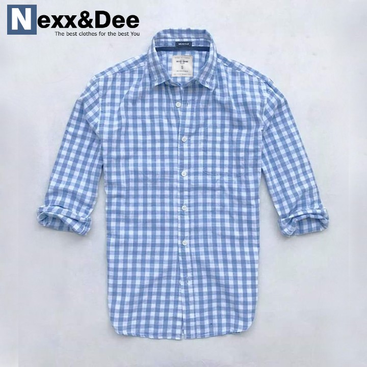 [HCM]Áo sơ mi caro nam tay dài kẻ sọc vải oxford trắng phù hợp công sở NS012