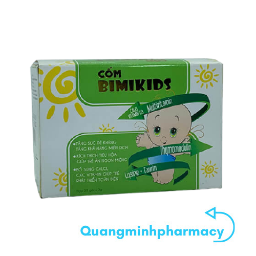 Trẻ còi xương, suy dinh dưỡng, biếng ăn, hay ốm vặt - Cốm Bimikids bổ sung các vitamin và dưỡng chất, giúp bé ăn ngon, phát triển toàn diện - Hộp 30 gói