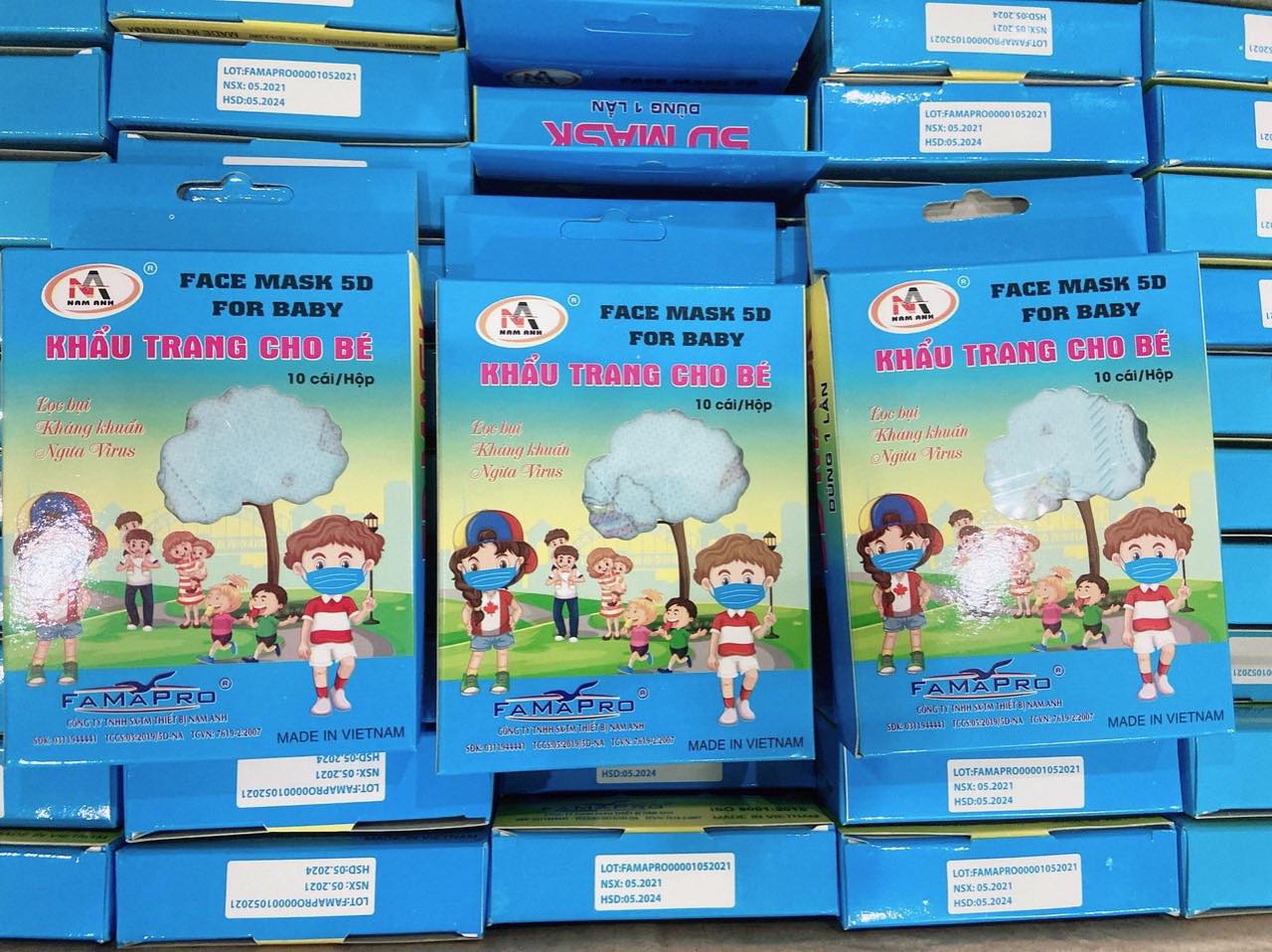 [Combo 3 Hộp] Khẩu Trang 5D Kid Mark Nam Anh Dành Cho Trẻ Em Hộp 10 Cái