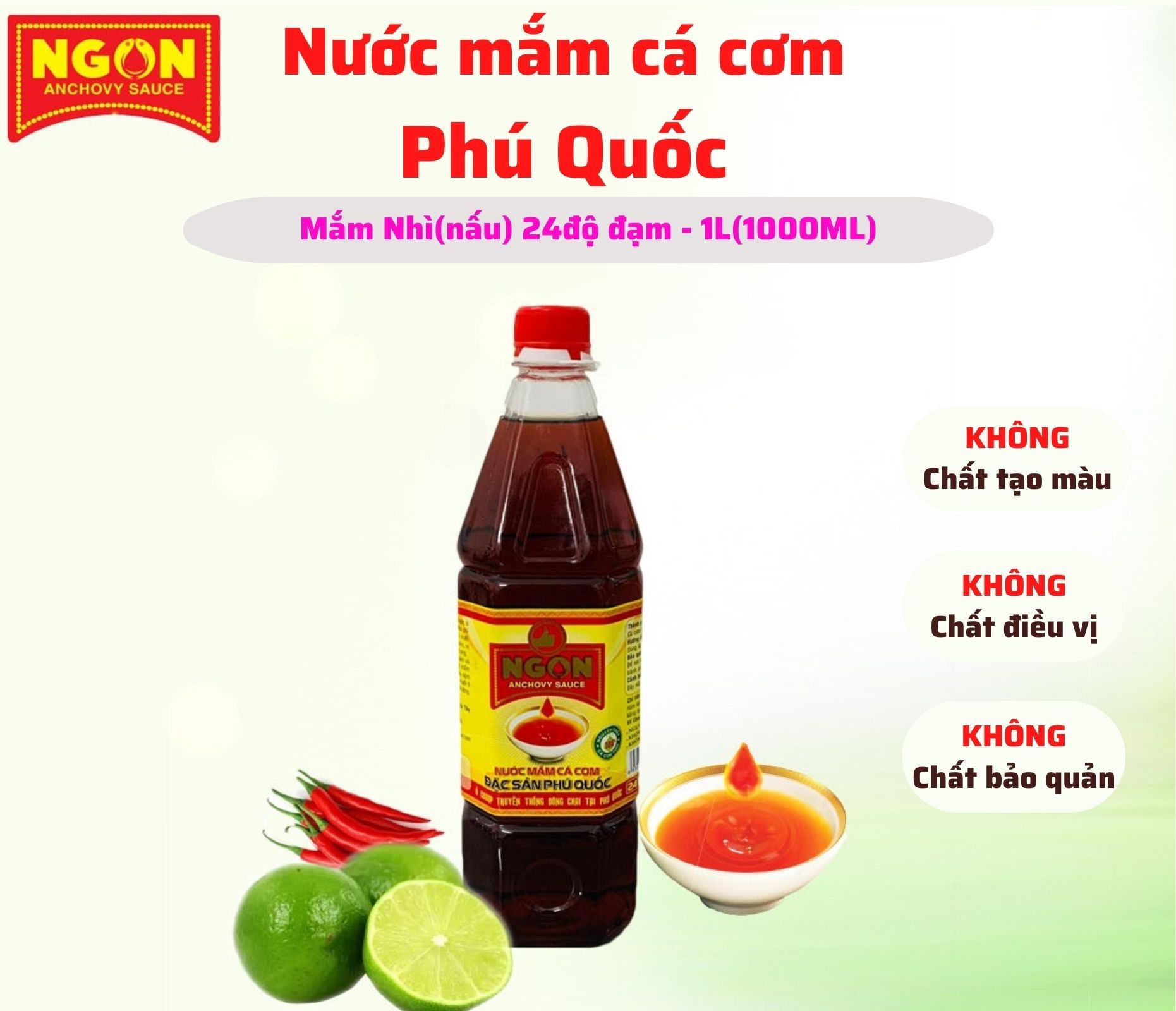 Nước mắm cá cơm phú quốc ngon 24 độ đạm/1l