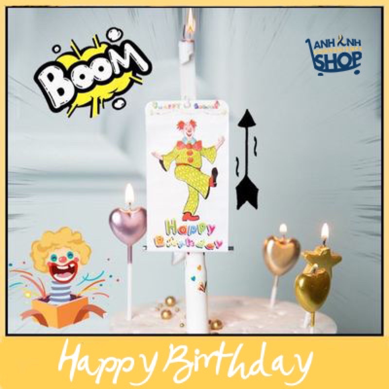 Nến sinh nhật chú hề bất ngờ happy birthday vui nhộn