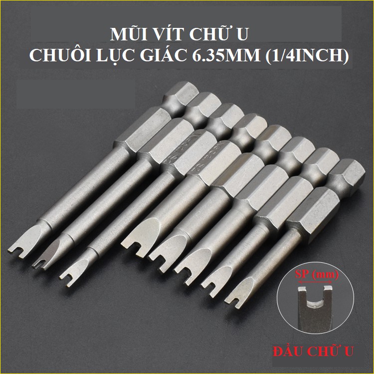 Sv mũi vặn vít chữ u chuôi lục giác 6.35mm