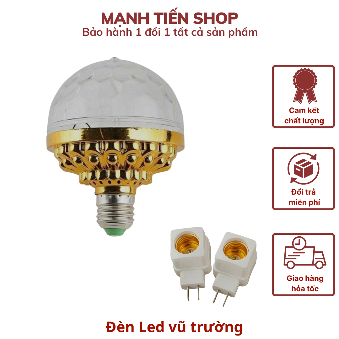 Đèn Led Xoay 7 Màu có công tắc đèn chớp 7 màu cảm ứng âm thanh DTM Store