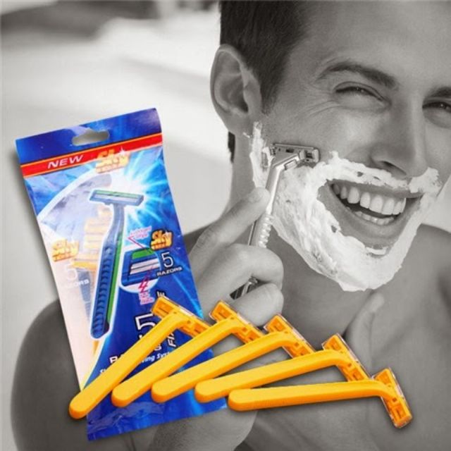 [HCM][COMBO 5] Dao cạo râu 2 lưỡi bịch 5 cây - Dao cạo râu Razors - Dụng cụ cạo râu - Lưỡi dao cạo - Da cau rau