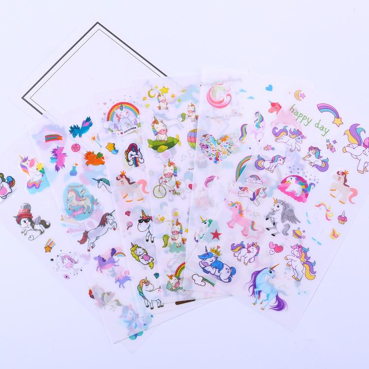 Set 6 sticker dán trong suốt HAPPY DAY Unicorn cực dễ thương