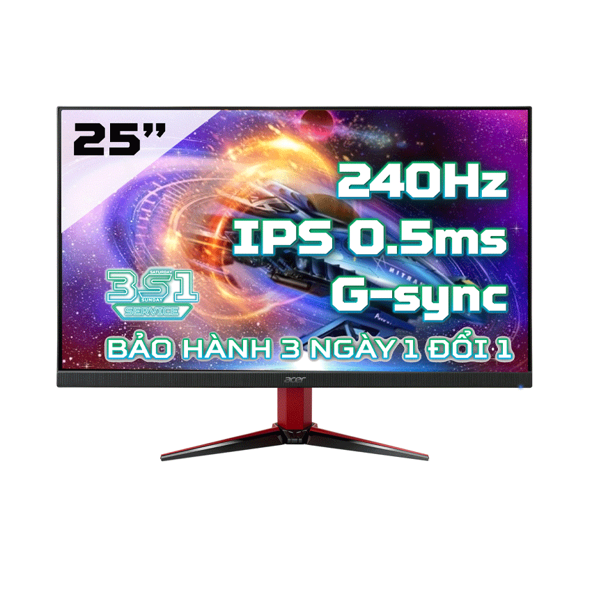 [trả góp 0%]màn hình acer vg252qx (25 inch/fhd/ips/240hz/0.5 ms/400 nits/dp+hdmi/g-sync)