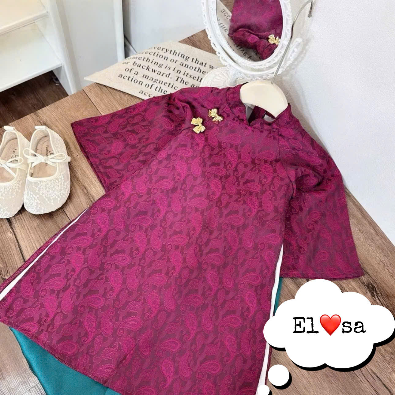 (áo dài 2026) Áo dài gấm tím cho bé từ 10-28 kg annakids