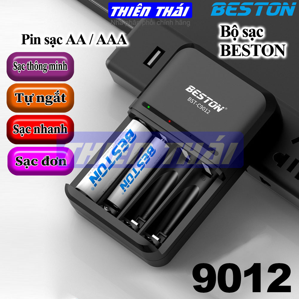 Bộ sạc BESTON BST-C9012 kèm pin sạc AA3300mAh,AAA1300mAh,pin sạc 1.2V,C9012