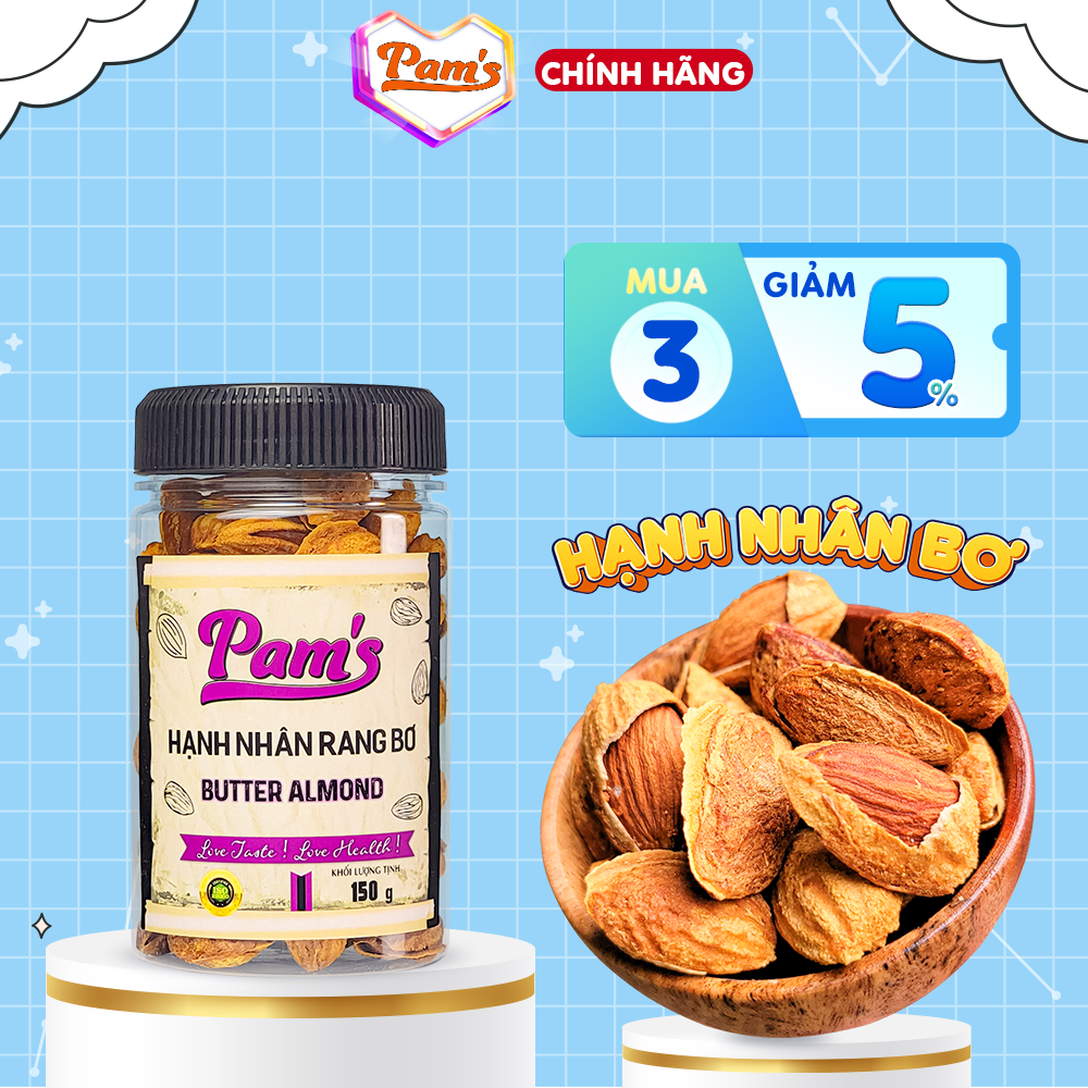 Hạnh nhân rang bơ nhập khẩu Mỹ Pams 150g/hũ