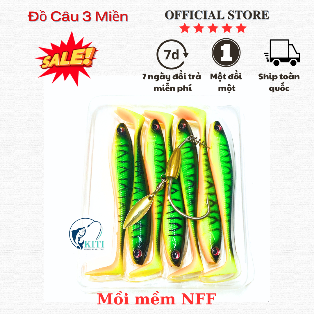 Combo lưỡi câu mồi mềm ar15 và mồi mềm nff bán lẻ , mồi cá giả nff câu cá lóc cá chẽm cá chuối sộp