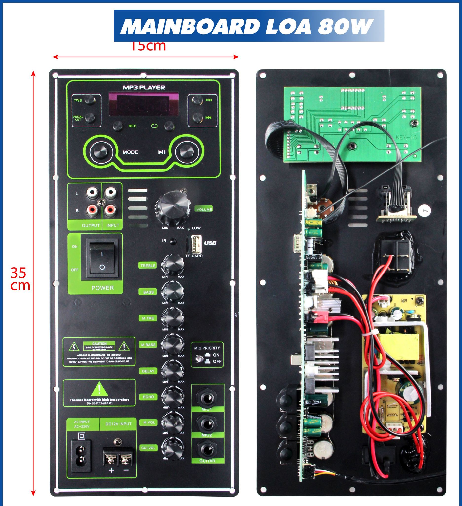 Bo Mạch Loa Kéo T8  80w đánh Bass 2 tấc 3 Tấc đơn kích thước 15 * 35