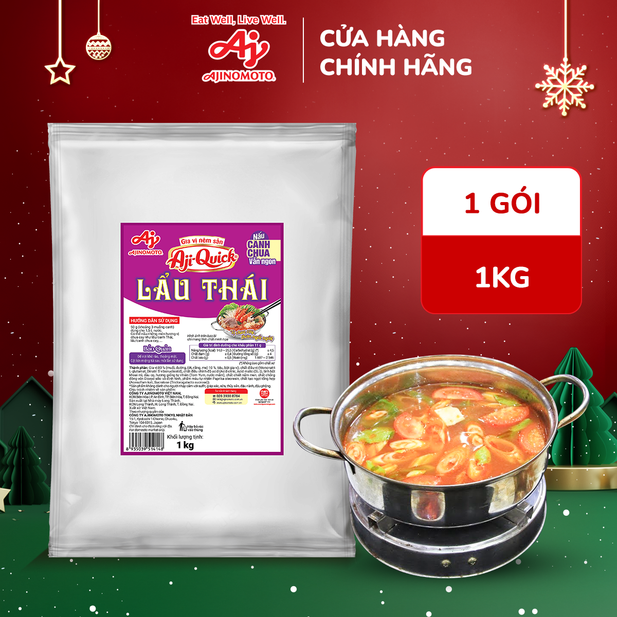 Gia Vị Nêm Sẵn Aji-Quick® Lẩu Thái 1kg Gói
