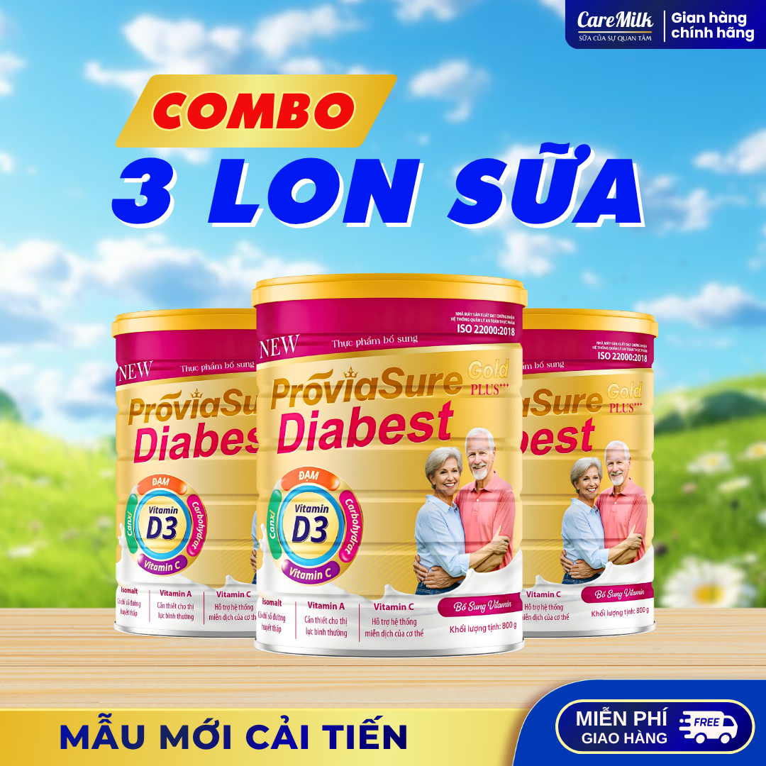 Combo 3 Lon Sữa Tiểu Đường Proviasure Gold Giúp Ổn Định Đường Huyết Cải Thiện Chức Năng Tim Mạch Giúp Cơ Thể Tăng Cường Sức Đề Kháng Lon 800 Gr