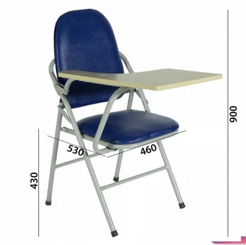 Ghế xếp liền bàn, chất liệu bọc da mềm, chân sơn tĩnh điện. Gấp gọn tiện lợi, dễ dàng di chuyển