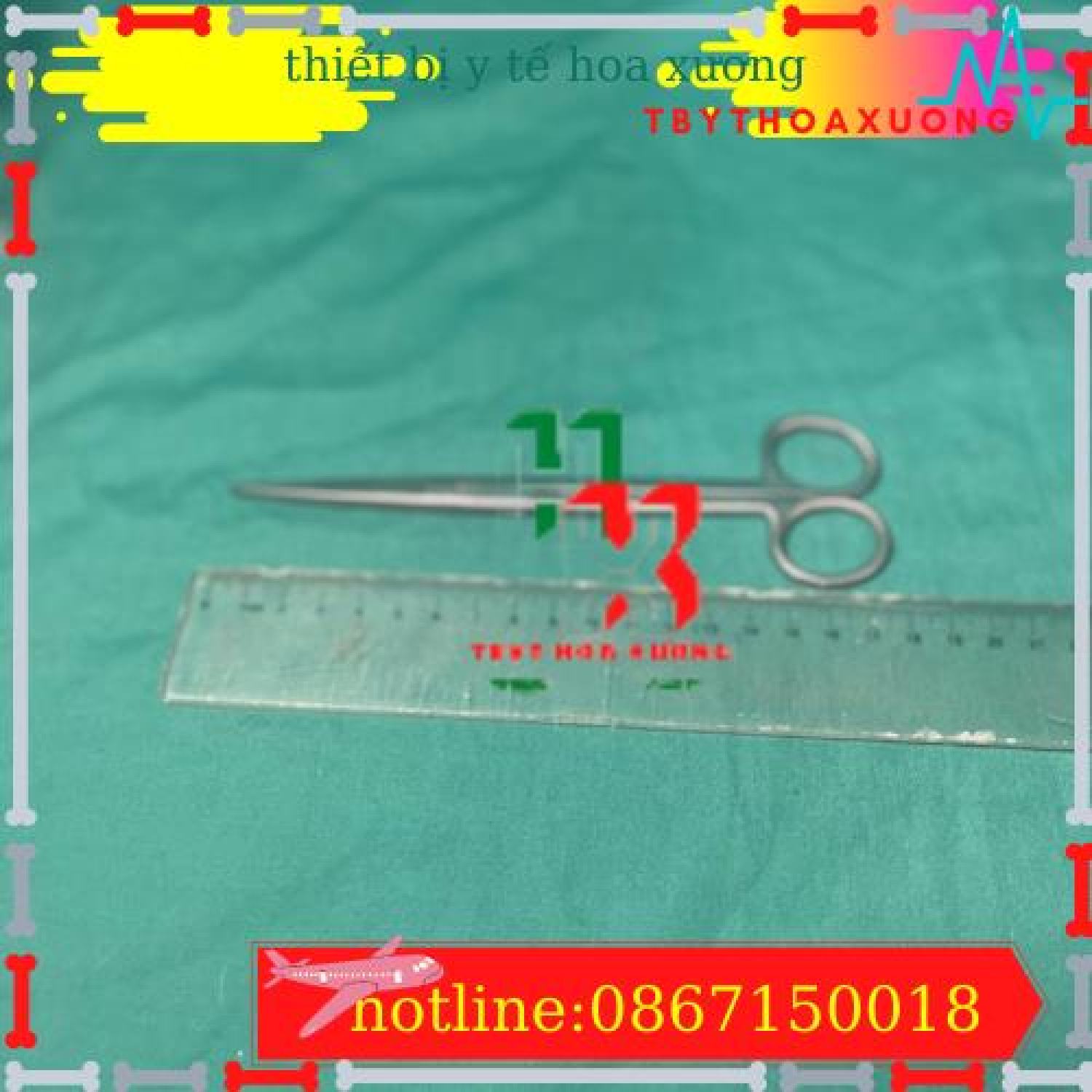 Kéo y tế thẳng nhọn 18cm- kéo cắt chỉ
