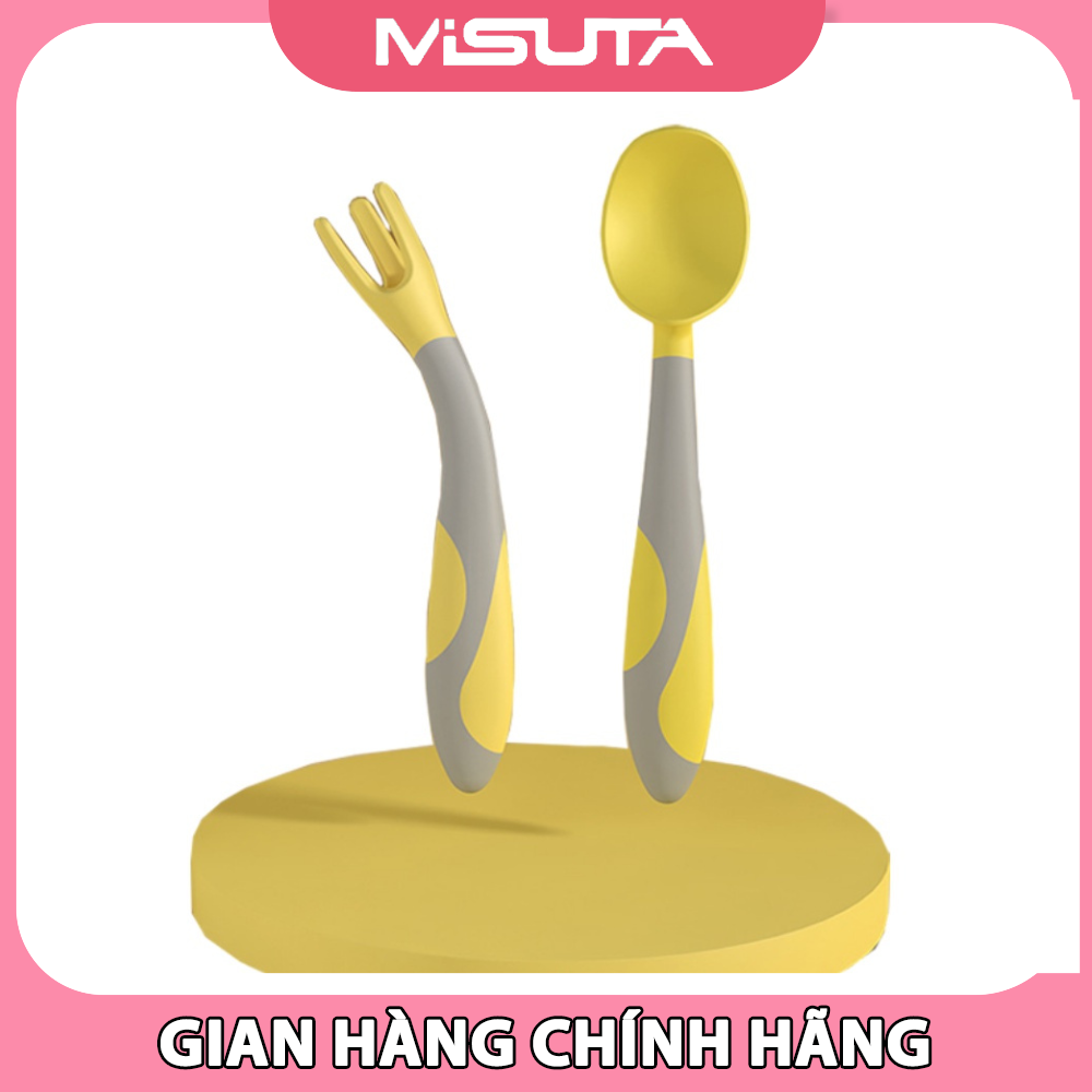 Bộ Thìa Dĩa Tập Ăn Cho Bé Uốn Dẻo Misuta Bẻ Cong 360 Độ Giúp Bé Ăn Ngon Miệng