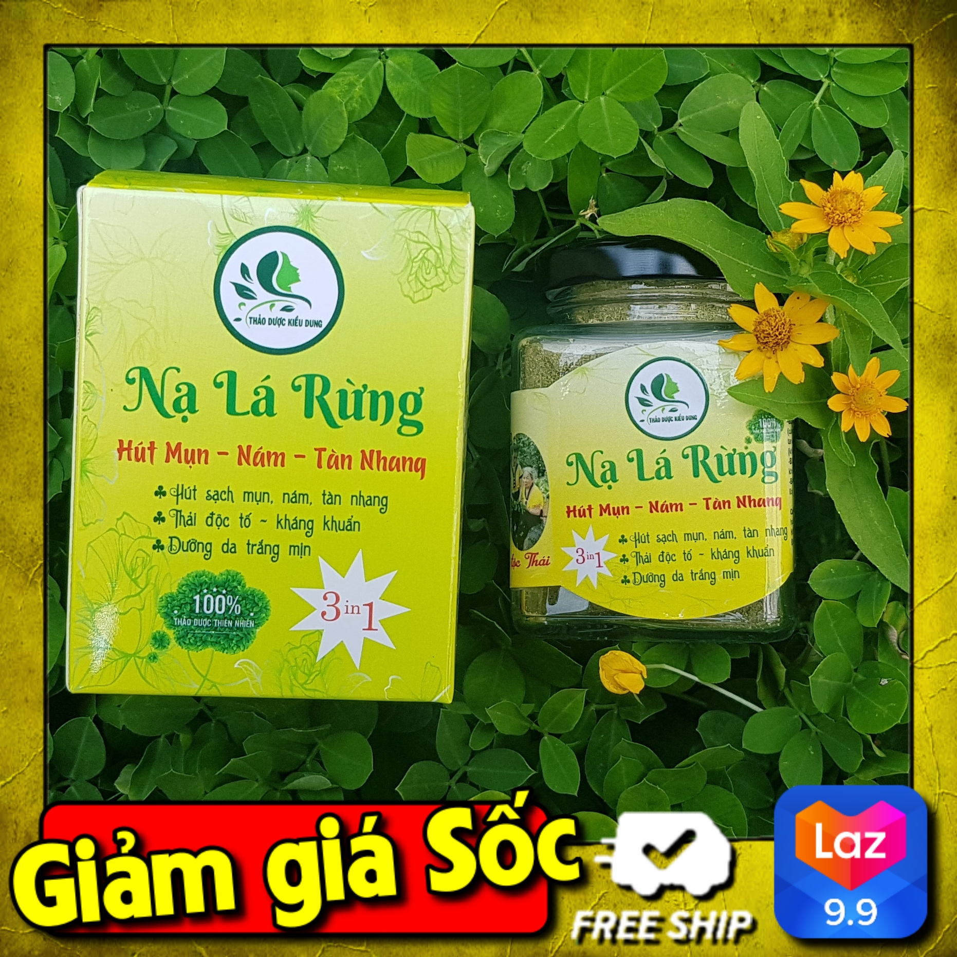 Nạ Lá Rừng đánh tan Mụn , Nám và Tàn nhang ( Sản phẩm 100% Tự Nhiên,giúp trẻ hóa da, giảm nám tàn nhang,mun)