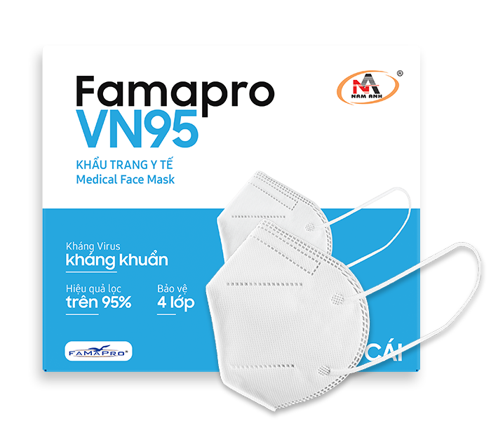 Khẩu trang y tế 4 lớp Famapro VN95 chuẩn N95 (10 cái/ hộp)