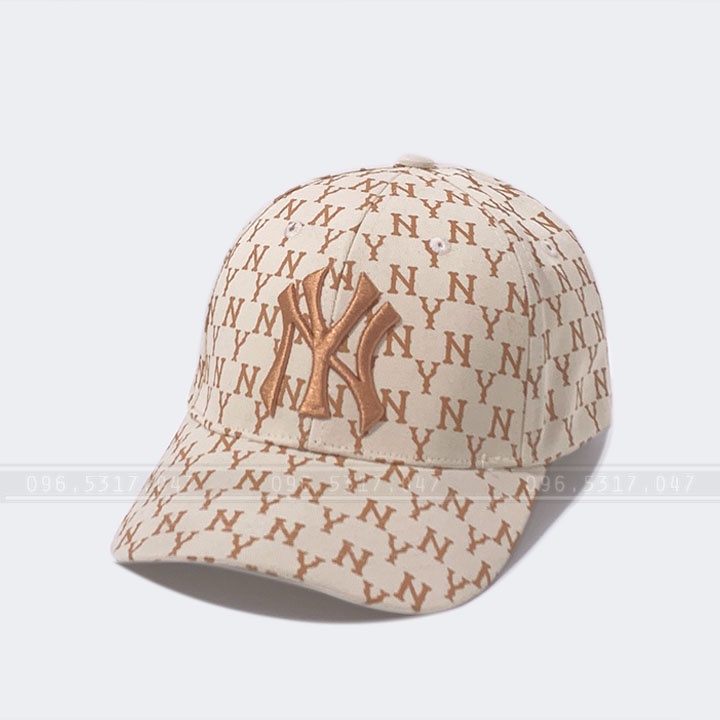 Nón mũ lưỡi trai mlb ny monogram nam nữ xịn, họa tiết ny in chìm, logo thêu nổi