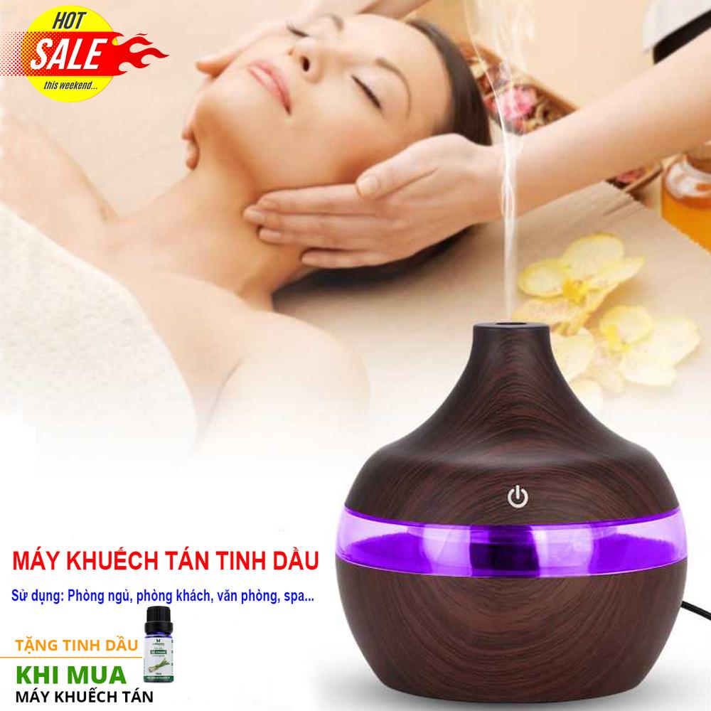 [Tặng Lọ Tinh Dầu] Máy Xông Tinh Dầu, Máy Tạo Độ Ẩm không khí, máy phun sương Cho Phòng Điều Hòa - Nút nguồn cảm ứng, đèn sáng 4 màu, hơi ra nhiều. Giá Cực Sốc!