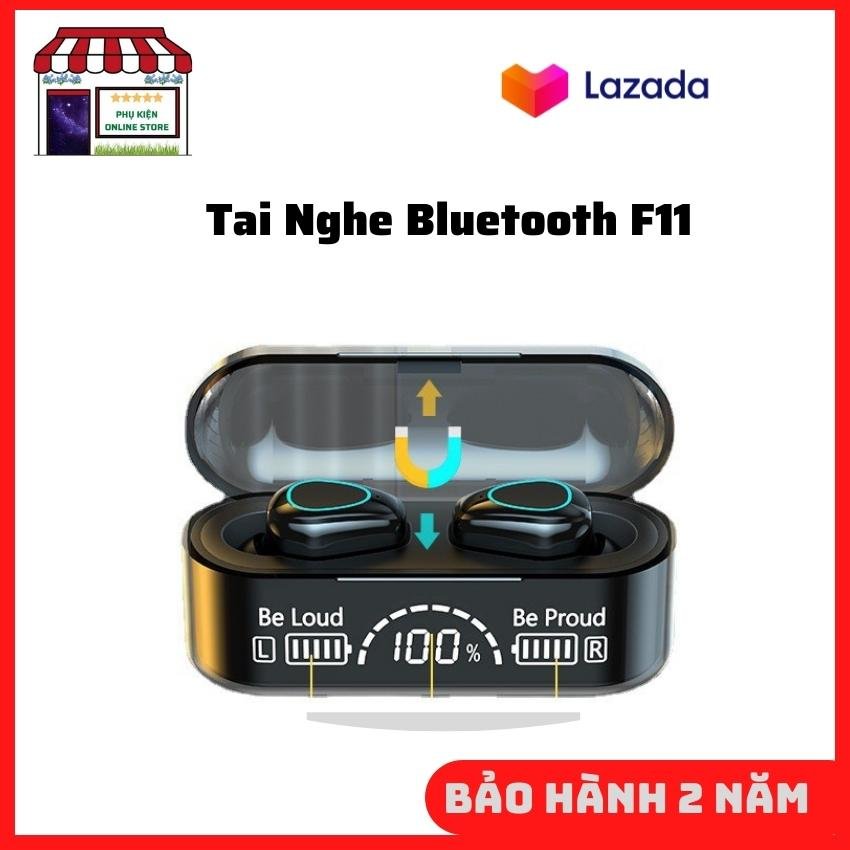 Tai nghe bluetooth không dây f11 bản quốc tế - bluetooth 5.2, âm thanh nổi chống nước chống ồn- pin cực trâu - bh12 tháng.