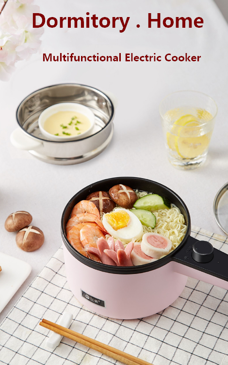 Nồi Lẩu Điện Mini Đa Năng 18cm KÈM GIÁ HẤP INOX 304 Và Nắp Kính Cường Lực Cao Cấp , Nồi Nẩu Điện Siêu Tốc Đa Năng 2 tầng JWS-188A | Dung tích 1.2L phù hợp 1-3 người ăn | Có 2 mức công suất 230-600w